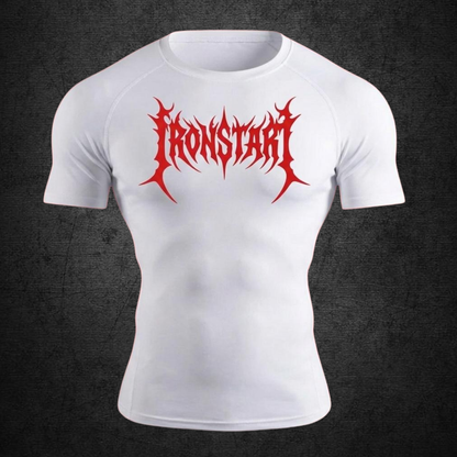 COMPRESSION T-SHIRT WHITE IRON START RED