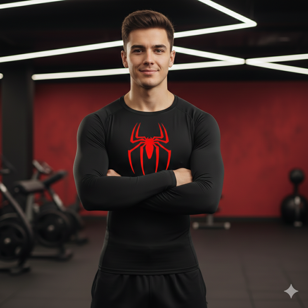 Compression Long Sleeve Shirt spider red