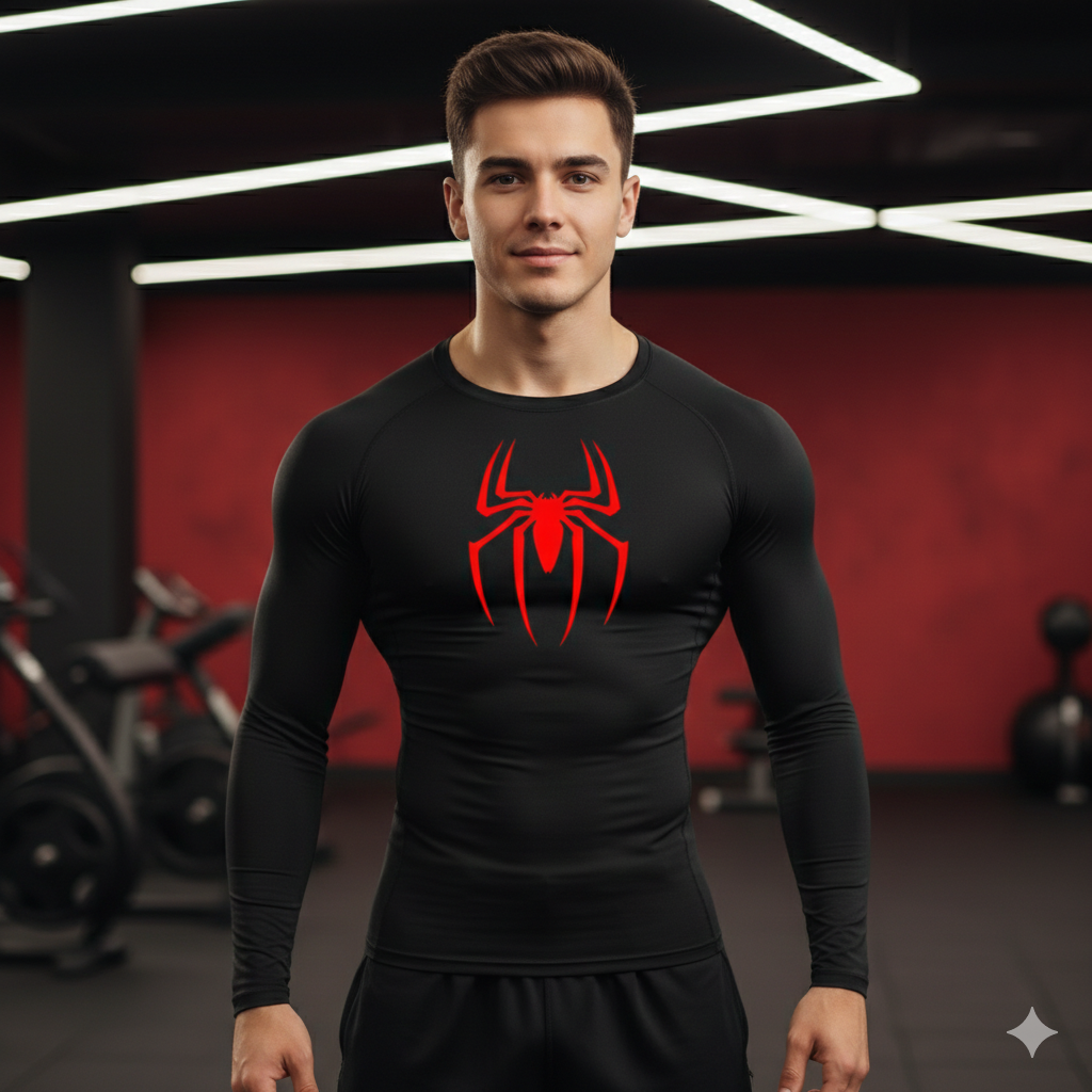 Compression Long Sleeve Shirt spider red