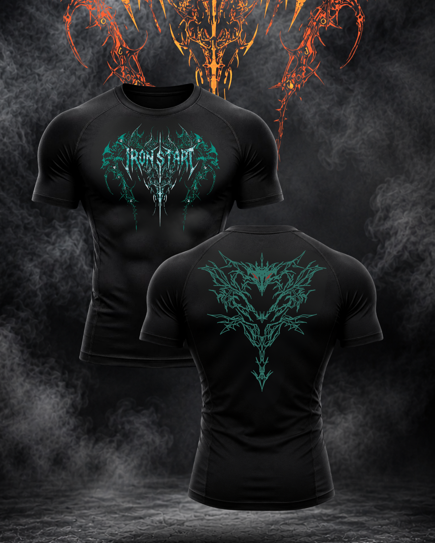 IRONDRAG CYAN COMPRESSION T-SHIRT