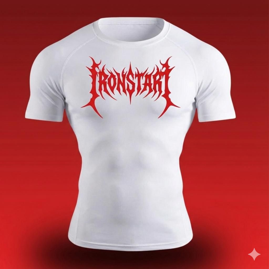 COMPRESSION T-SHIRT WHITE IRON START RED
